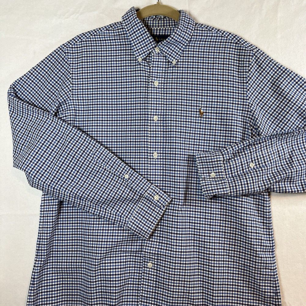 Ralph Lauren 100% Cotton Long Sleeve Check Button Down Shirt Men's Size L.